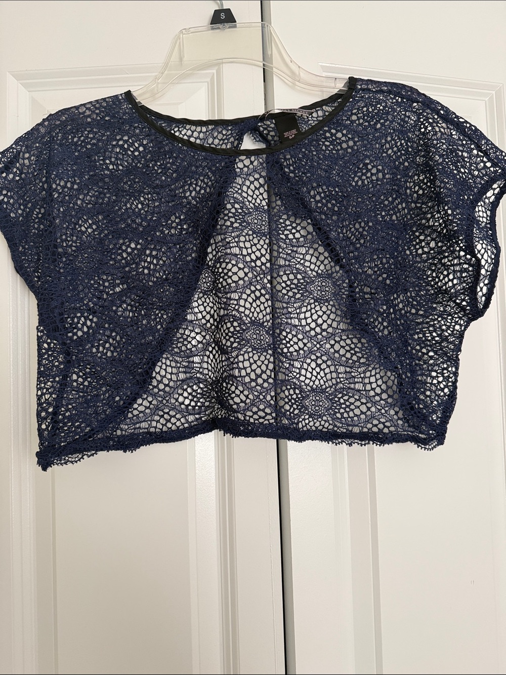 Victoria's Secret Navy Crochet Lace Crop Top
